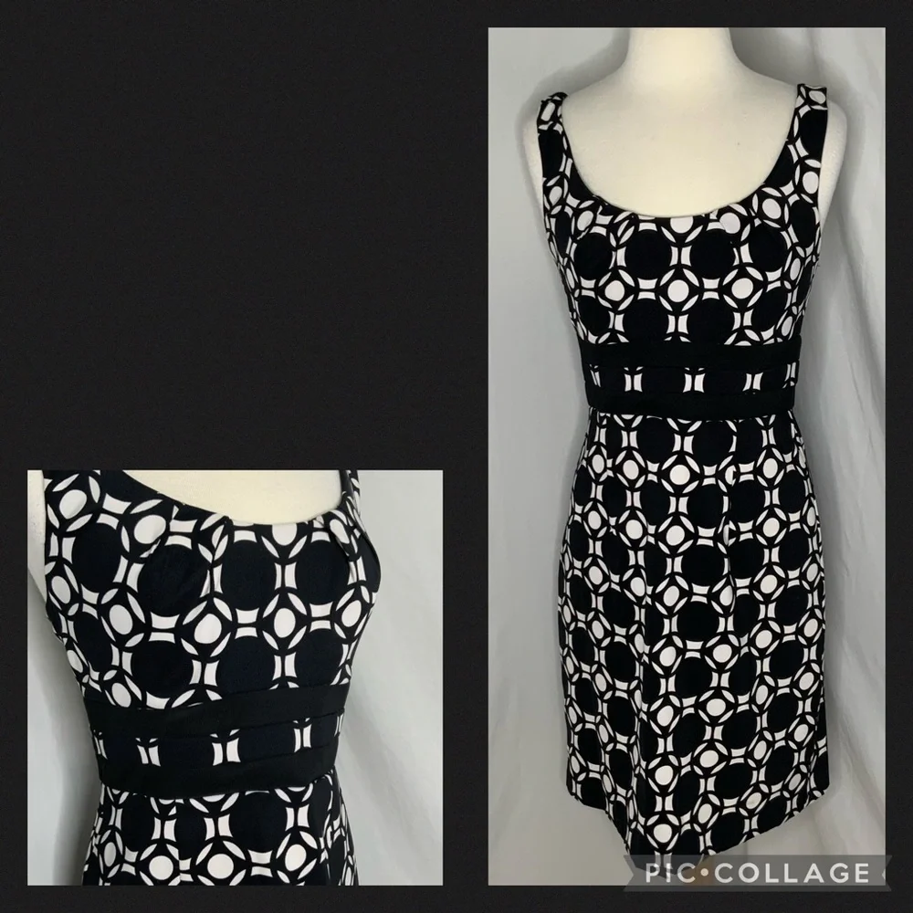 Connected Black/White Print Sleeveless Dress 10 - Picture 1 of 11